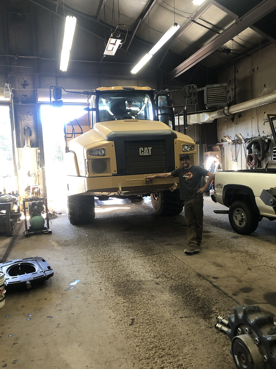 CAT haul truck in the shop